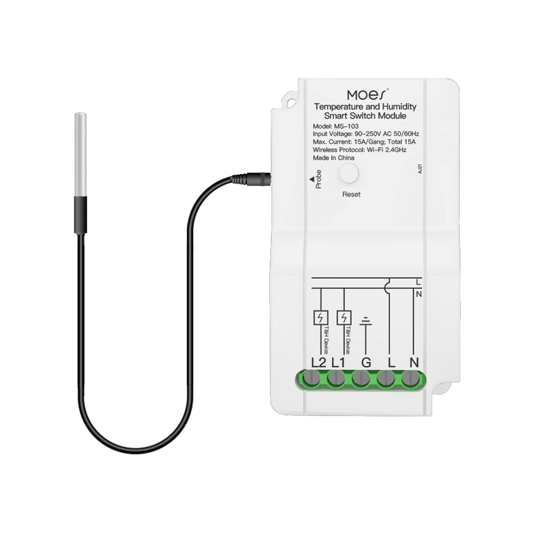 MOES WiFi Smart DIY Switch Modul mit wasserdichtem Temperatursensor, Dual Output Controller, Smart L