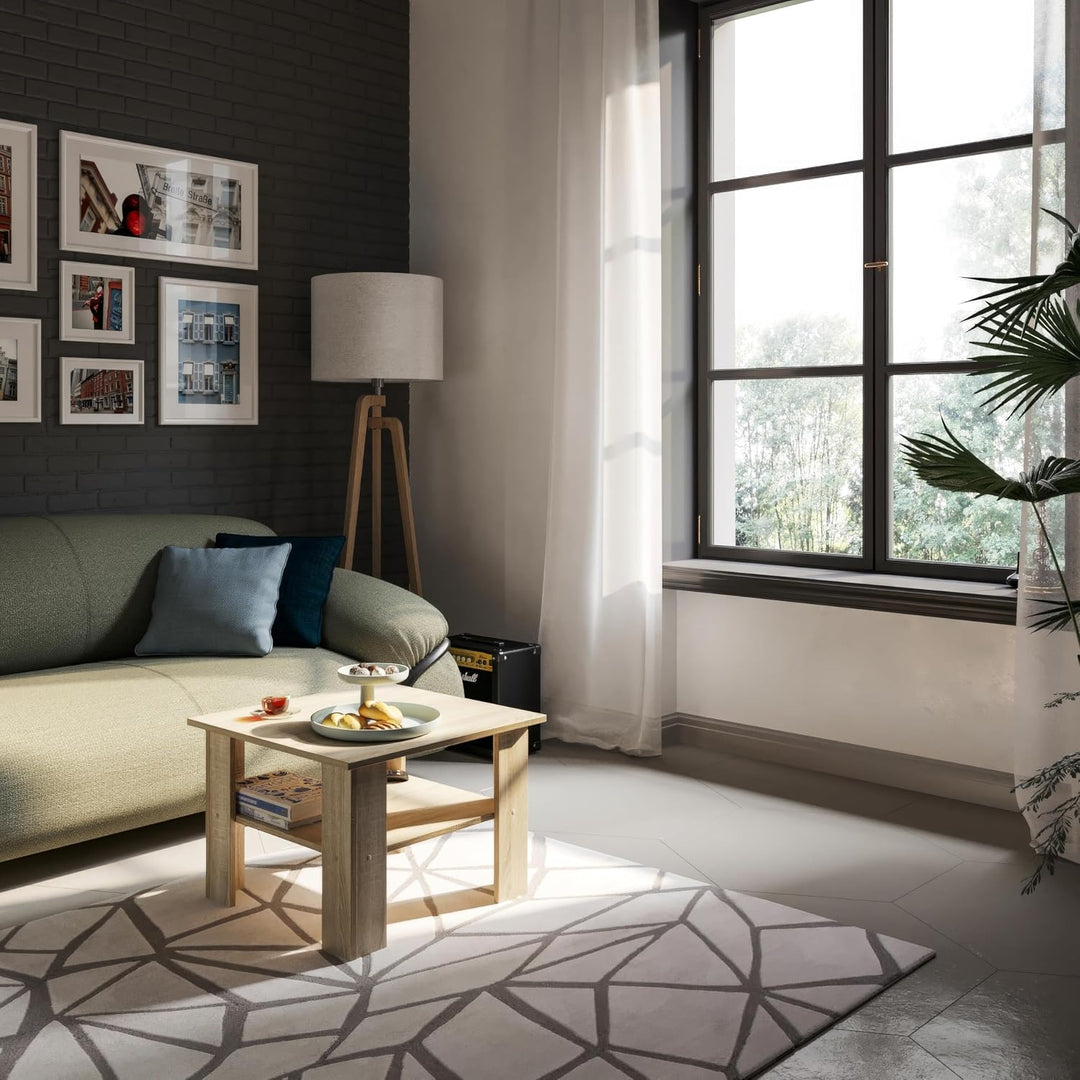 KOMTO Couchtisch Sonoma Eiche Vienna - Wohnzimmertisch Modern Couchtisch Holz Beistelltisch 60x60 Co