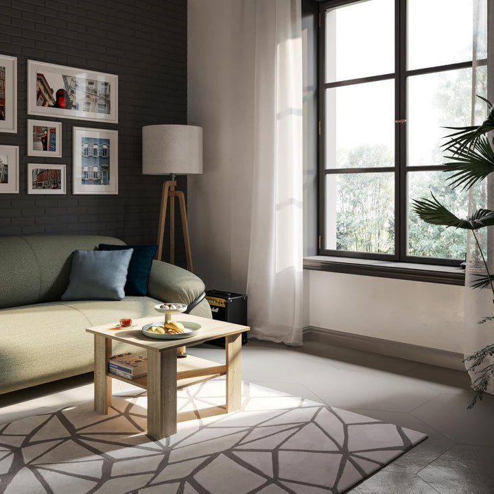 KOMTO Couchtisch Sonoma Eiche Vienna - Wohnzimmertisch Modern Couchtisch Holz Beistelltisch 60x60 Co