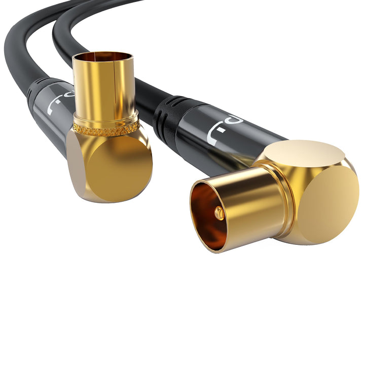 Primewire - 5m 8k 4k HDTV Antennenkabel 75 Ohm 90 Grad gewinkelt - Stecker auf Kupplung - DVB-T und