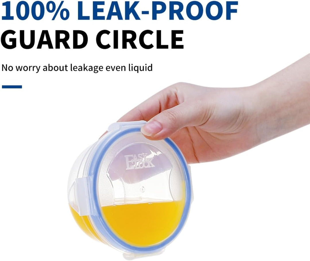 EASYLOCK Frischhaltedosen mit Deckel Rund 6er-Set 0,3L 0,6L BPA-frei Kunststoff Gefrierdosen Klein,