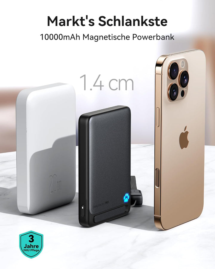INIU Qi2-zertifizierte 45W Magnetische Powerbank, 10000mAh Ultradünn Externe Batterie, USB C in&amp;Out
