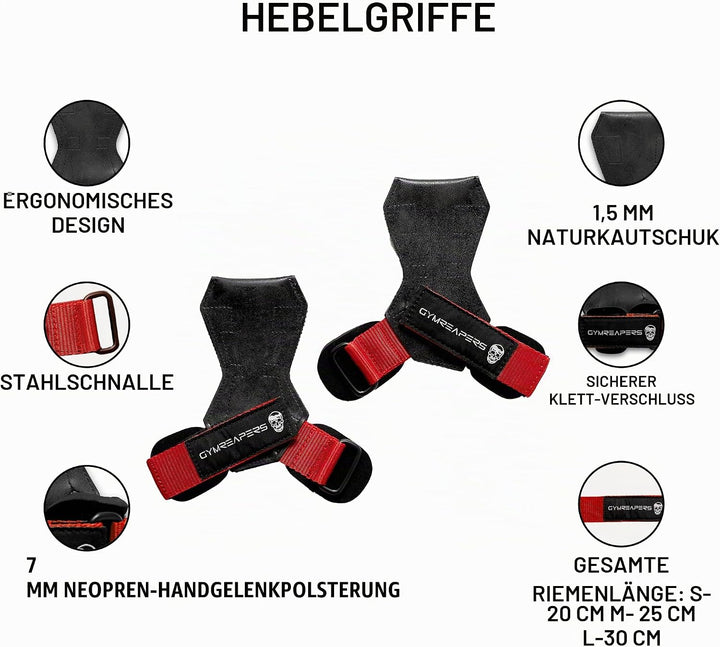 Gymreapers Gewichthebergriffe (Paar) für schweres Powerlifting, Kreuzheben, Rudern, Klimmzüge, mit N