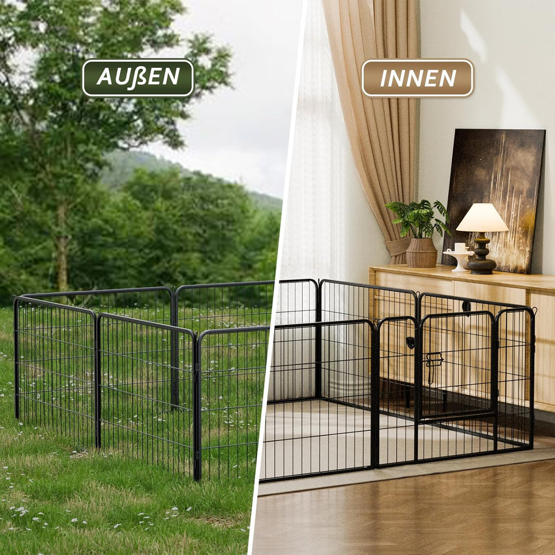 Qianruida Welpenauslauf 60 cm Hoch Welpenlaufstall Für drinnen und draussen Hundelaufstall Metall Za