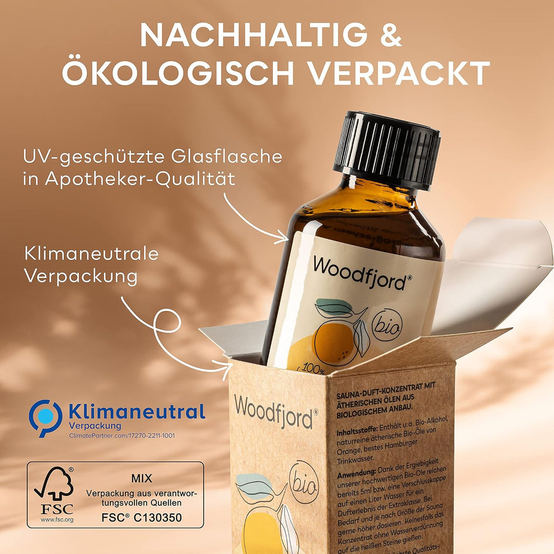 Saunaaufguss Orange BIO 100 ml I Premium Sauna Aufgussmittel für authentische und nachhaltige Saunae