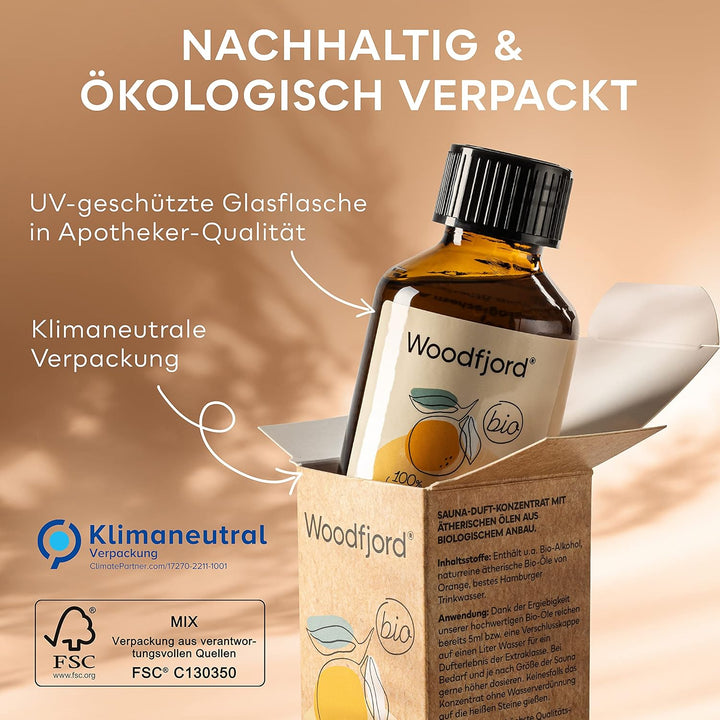 Saunaaufguss Orange BIO 100 ml I Premium Sauna Aufgussmittel für authentische und nachhaltige Saunae