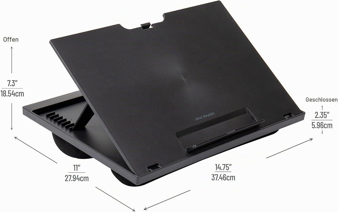 Mind Reader LTADJUST-BLK Verstellbarer tragbarer Schreibtisch mit 8 Positionen und eingebauten Kisse