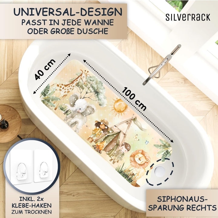 Badewannenmatte Kinder rutschfest [100x40cm] - Antirutschmatte Badewanne BPA frei - Badematte Kinder