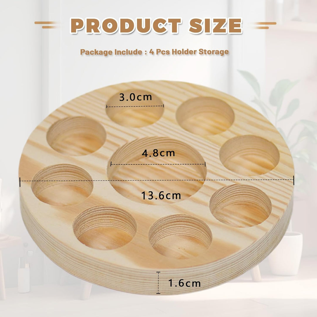 Honicemar 9 Loch Hölzern für Ätherisches Öl Display Ständer, Aromatherapie Öle Organizer – 4 Stück Ä