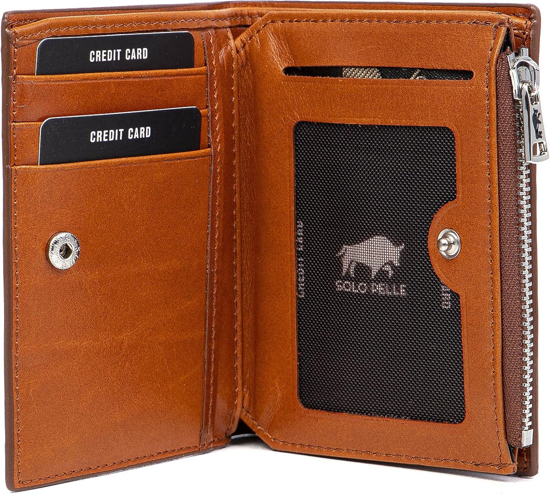 Solo Pelle® Slim Wallet KOMPA mit Münzfach [bis zu 13 Karten] Slimwallet [RFID-Schutz] Kartenetui [L