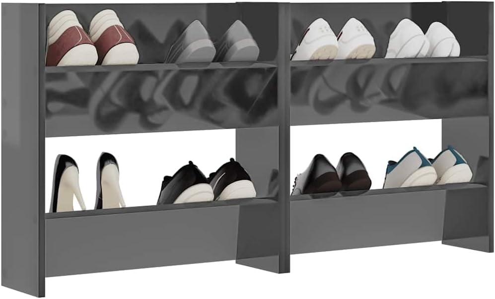2 Stück 60x18x60 cm Wand Schuhschrank mit 2 Kippböden Schuhregal Schmal Schuhbank Shoe Rack Schuhkip