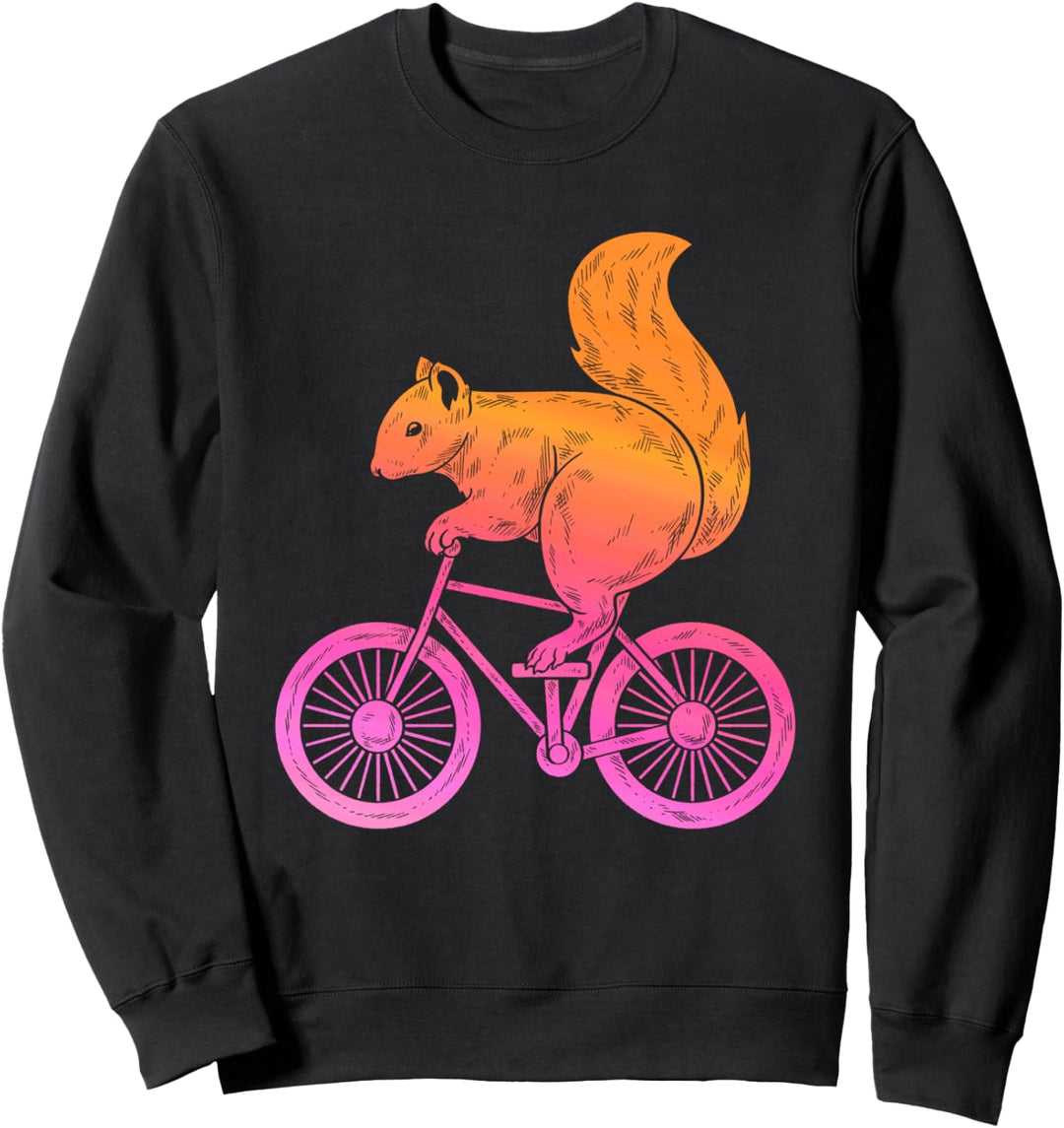 Fahrrad fahren Wald Tier Waldbewohner Lustiges Eichhörnchen Sweatshirt