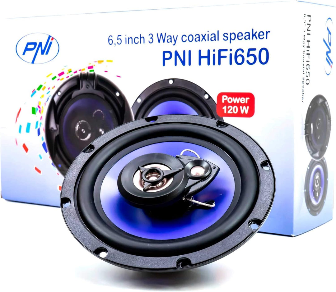 PNI HiFi650 Koaxial-Autolautsprecher, 120 W, 16,5 cm, 3 Pferde, inklusive Gitter 2er-Set