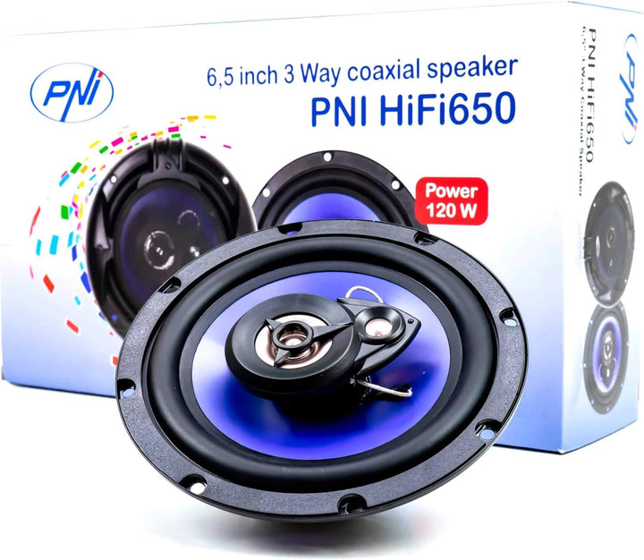 PNI HiFi650 Koaxial-Autolautsprecher, 120 W, 16,5 cm, 3 Pferde, inklusive Gitter 2er-Set