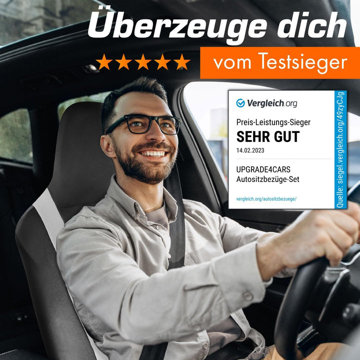 Upgrade4cars Autositzbezüge Set für Pilotensitze | Autositzbezug Komplettset in Weiss | Autoschonbez