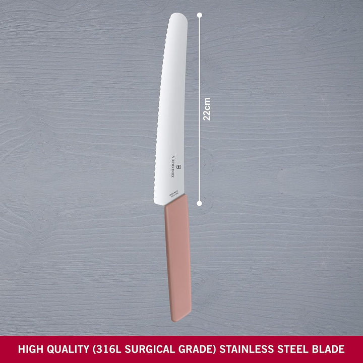 Victorinox, Swiss Modern, Profi Brot- und Konditormesser, Extra Scharfe Klinge, Wellenschliff, 22 cm