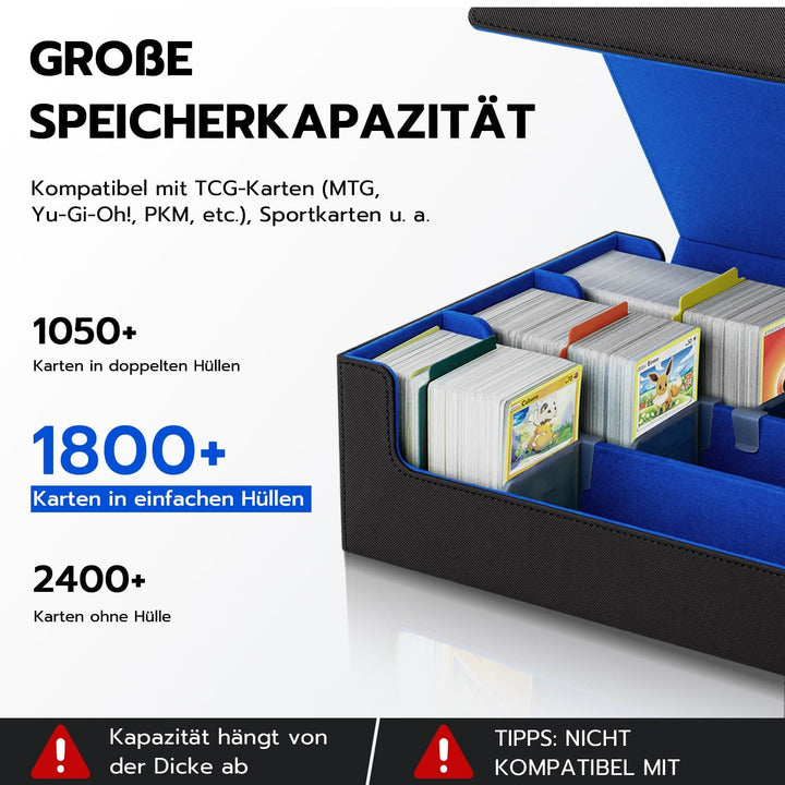 Card Deck Box for MTG, Gathering Kartenbox für 1800+ Karten mit Trennwänden,PU Leder Starkes Magneti