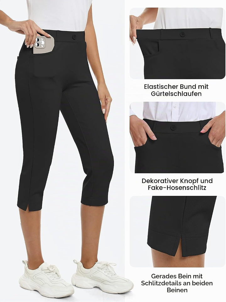 Damen Golfhosen Capri Business Hose Elegante Golf Hosen Atmungsaktiv Yoga Büro Anzughosen Elastische