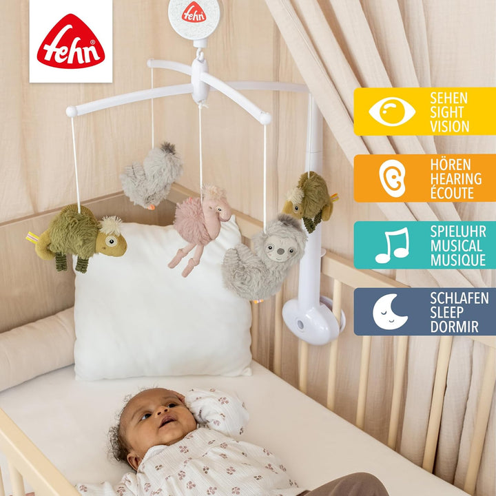 Fehn Musik-Mobile Lazy, Crazy & Pink – Musikmobile mit Spieluhr Melodie „Brahms Wiegenlied“ – Einsch