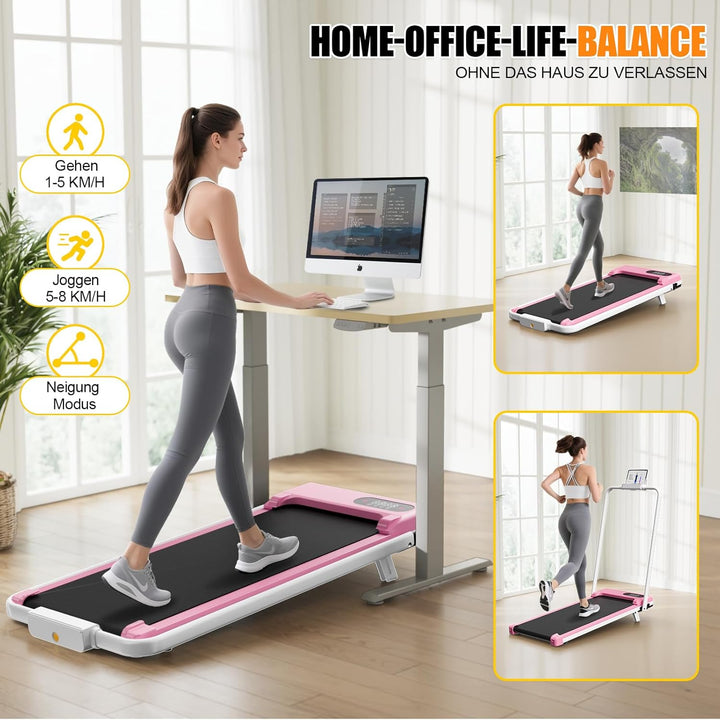 HomeFitnessCode Laufband mit Neigung für Zuhause - Walking Pad Laufpad mit Steigung Walkpad Untertis