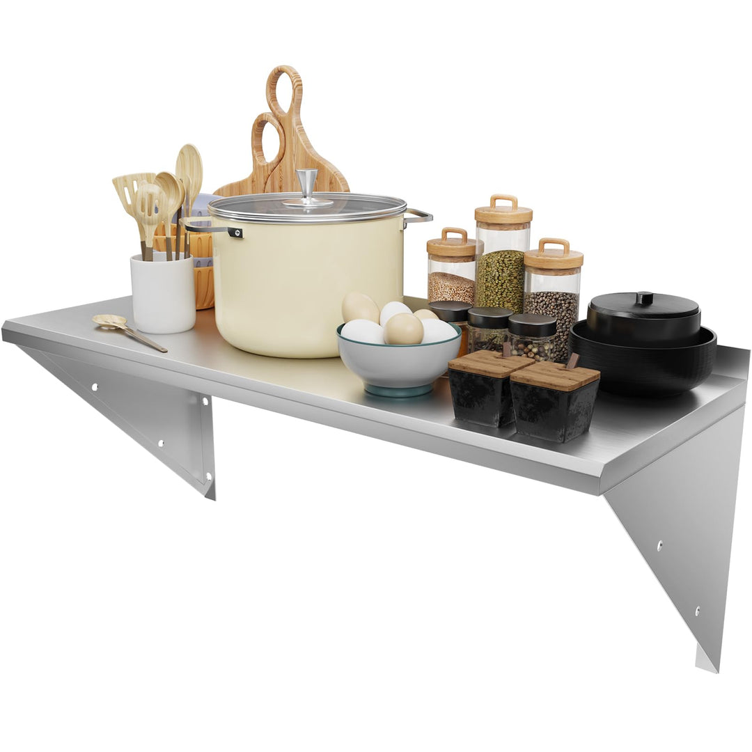 Edelstahl Regal 80 * 30cm,Bogendesign Wandregal Küchenregal, Wandregal Wandbord Edelstahl Regal Fuer