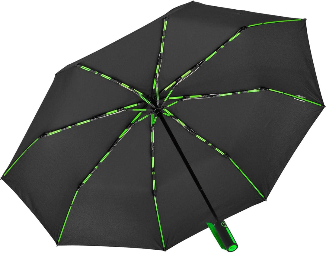 iX-brella Big Fiberglas Taschenschirm 104cm mit farbigen Doppel-Speichen - schwarz-grün, Schwarz-grü