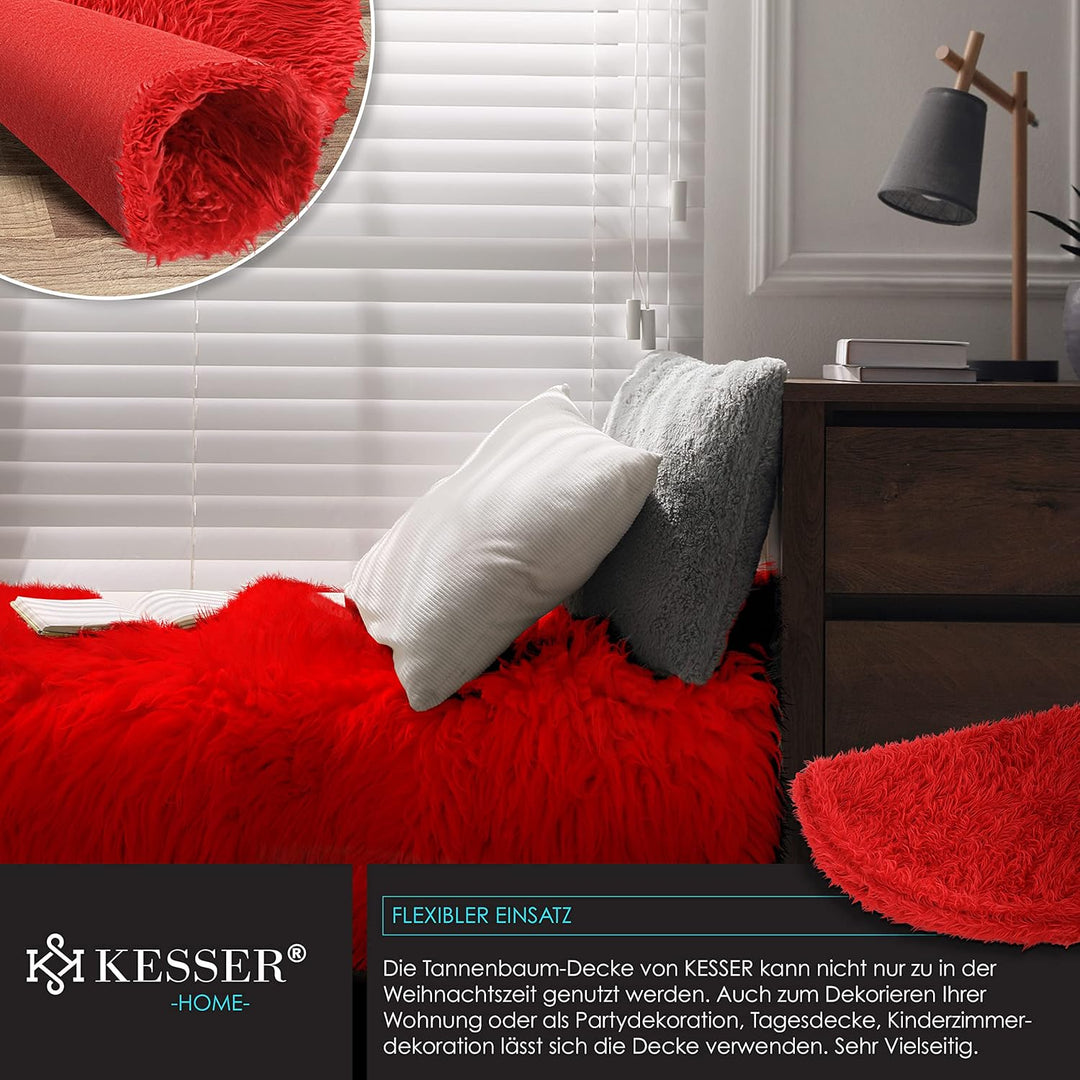 KESSER® Weihnachtsbaumdecke Tannenbaum Decke Christbaumdecke kunstfell Ø 150cm, Rund Teppich Filz Pl