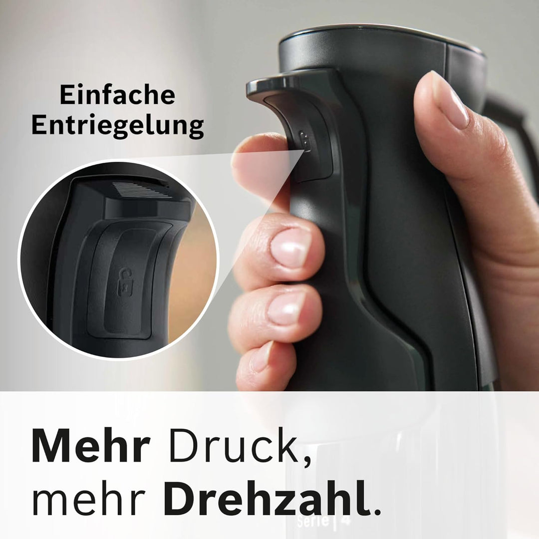 Bosch Stabmixer ErgoMaster Serie 4 MSM4B610, einhändig bedienbar, Edelstahl-Klingen, verschleissfrei