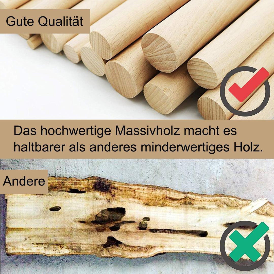 10 Stück Massivholz Kleiderbügel für Anzüge – Extra Breite Schultern, rutschfest, 360° Drehbarer Hak