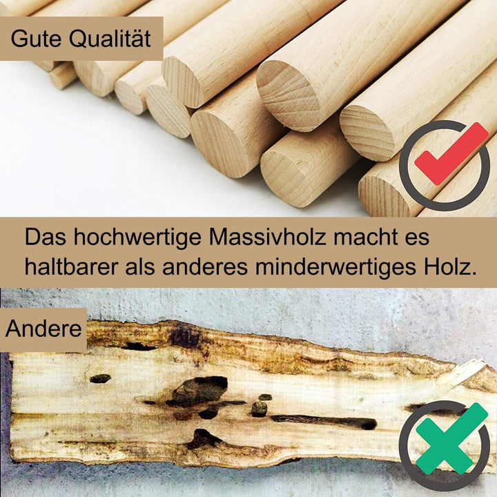 10 Stück Massivholz Kleiderbügel für Anzüge – Extra Breite Schultern, rutschfest, 360° Drehbarer Hak