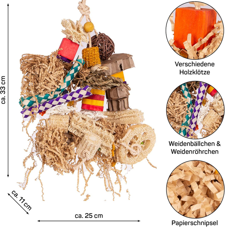 HappyBird | Shred Clutter | Happy Nature Schredderspielzeug - Sittich, kleine Papageien, Knabberspie
