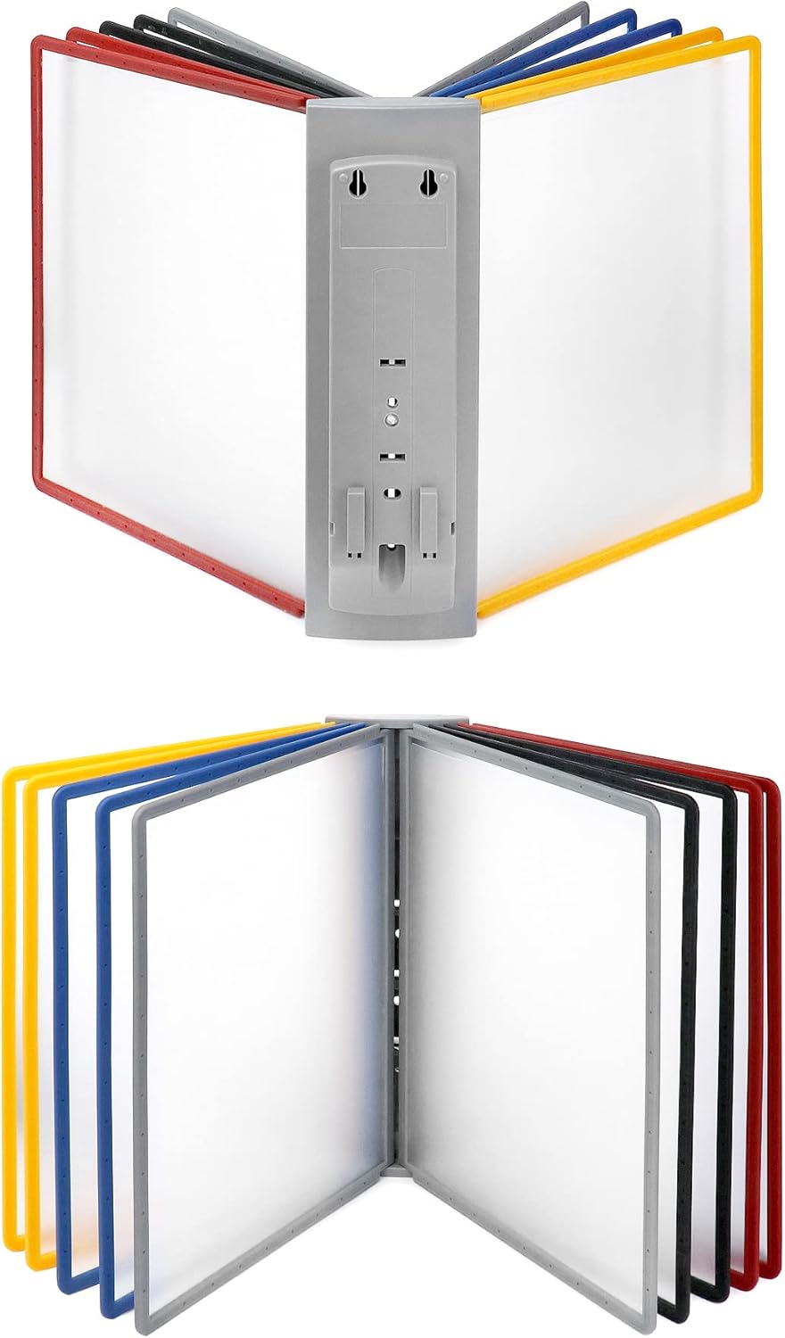 QWORK® 2 Stk. Wand Sichttafelsystem - 10X Sichttafeln A4 - Mehrfarbig Dokumentenhalter für Messehall