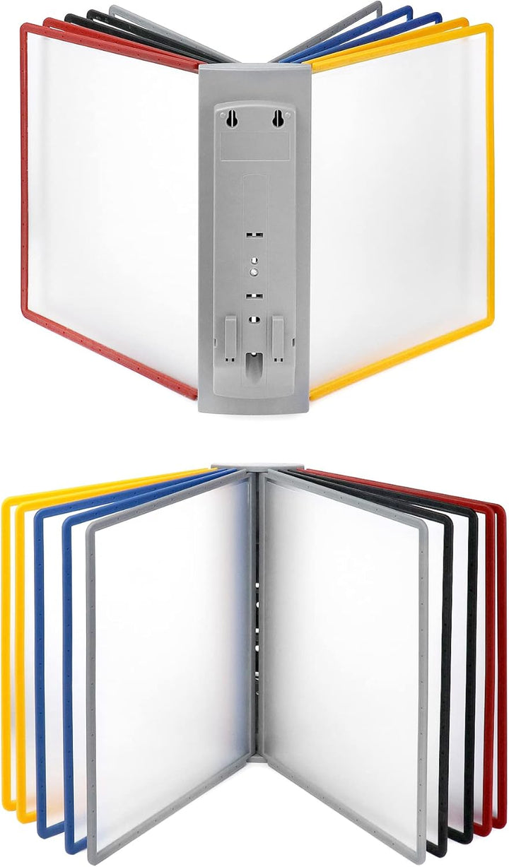 QWORK® 2 Stk. Wand Sichttafelsystem - 10X Sichttafeln A4 - Mehrfarbig Dokumentenhalter für Messehall