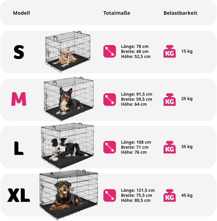 tectake® Hundekäfig, Hundegitter Box, Dog Kennel, Hundebox faltbar, Transportbox stabil, für Hunde u