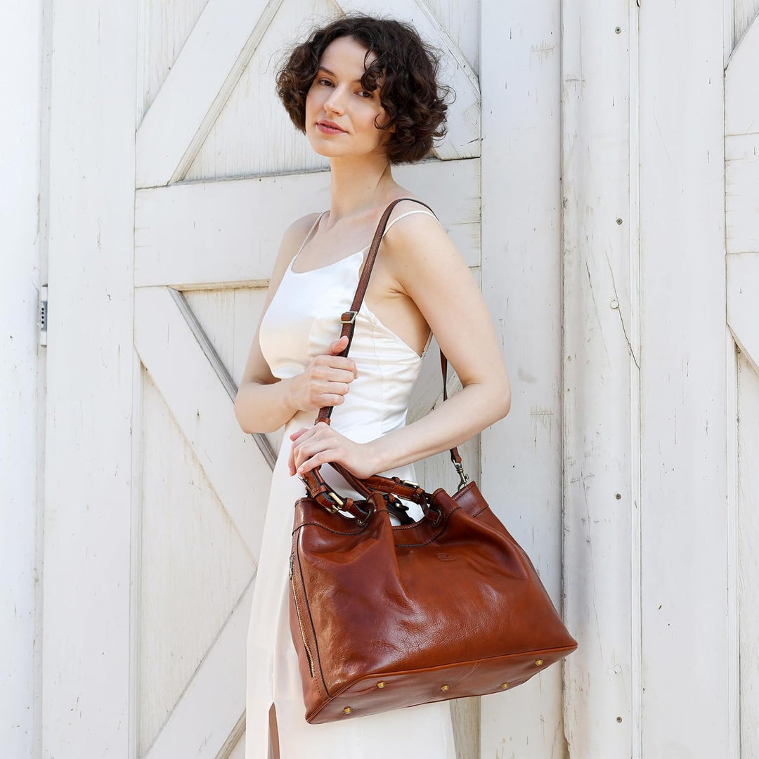 Time Resistance Schultertasche Damen - Handtasche aus Leder - Made in Italy - Tragetasche - Business