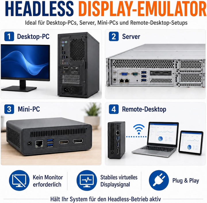 DP Dummy Plug Headless Ghost Display Emulator Premium Aluminum PC（Fit Headless-1920x1080 New 4RD@60H