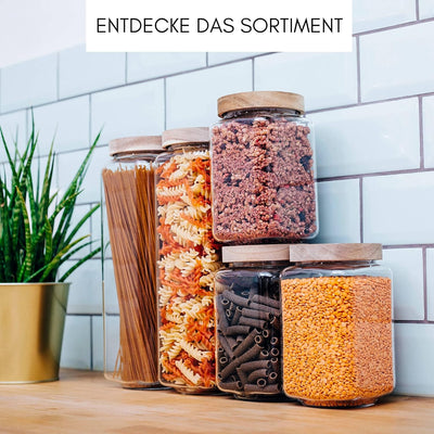 Econovo® Vorratsgläser mit Deckel eckig 600ml (3-teilig) Vorratsdosen mit Deckel aus Glas, stapelbar