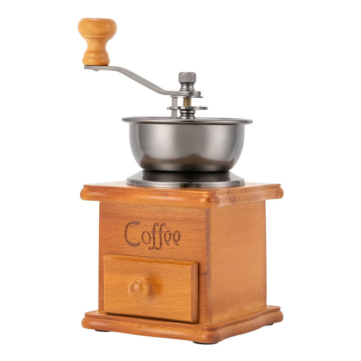 Retro Kaffeemühle Manuelle Kaffeemühle Handmühle für Kaffeebohnen Holz Einstellbare Rauheit Kaffeebo