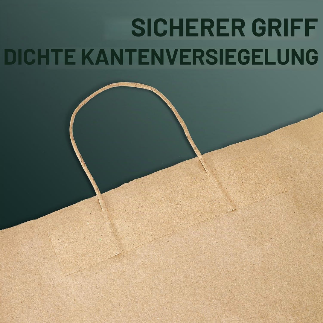 Switory 50 Stück Papiertüten Geschenktüten Braune, Kraft Papiertüte mit Henkel zum Party, Geburtstag