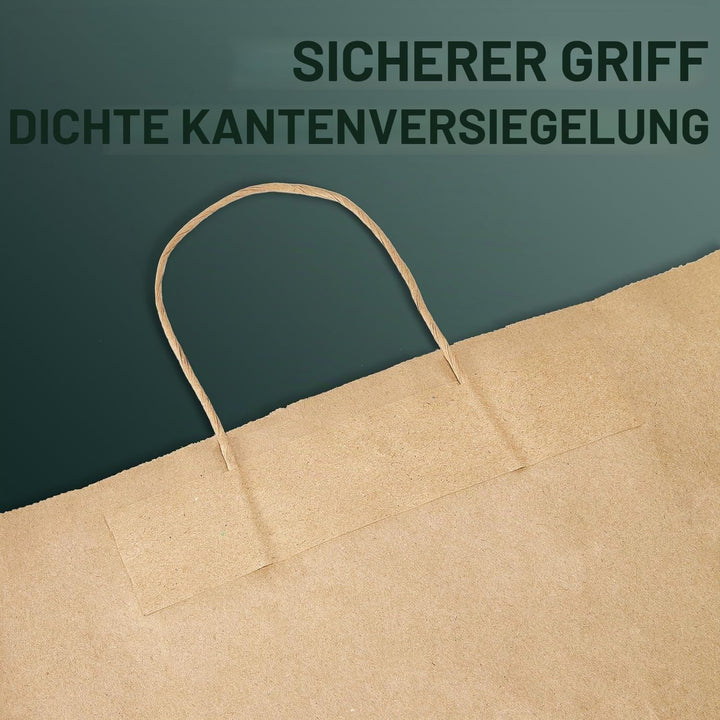 Switory 50 Stück Papiertüten Geschenktüten Braune, Kraft Papiertüte mit Henkel zum Party, Geburtstag