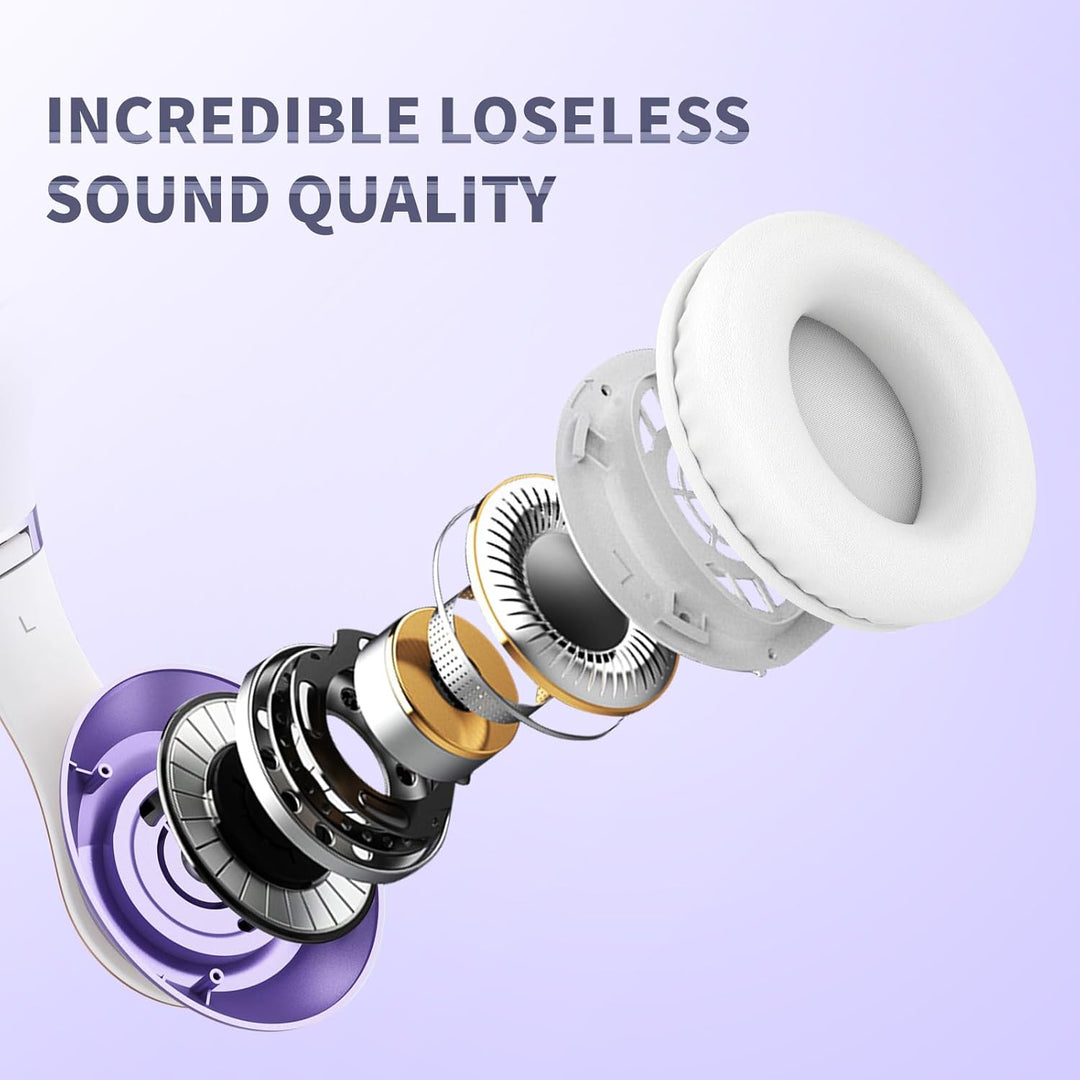 Uliptz Kabellose Bluetooth-Kopfhörer, 65 Stunden Spielzeit, 6 EQ-Soundmodi, HiFi-Stereo-Over-Ear-Kop
