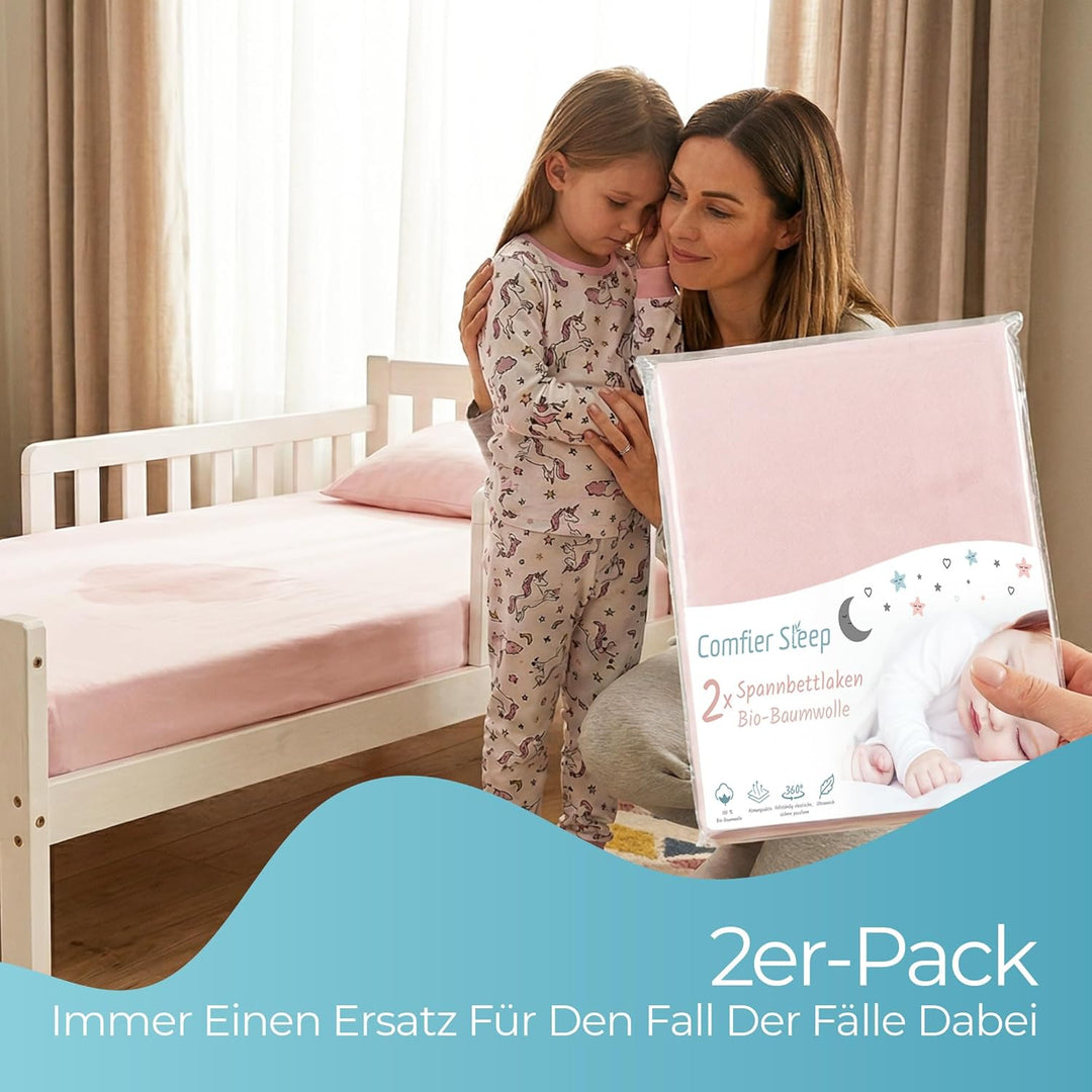Spannbettlaken 70x140 aus 100% komplett natürlicher Bio-Baumwolle bettlaken 70 x 140 Baby in Rosa Fa