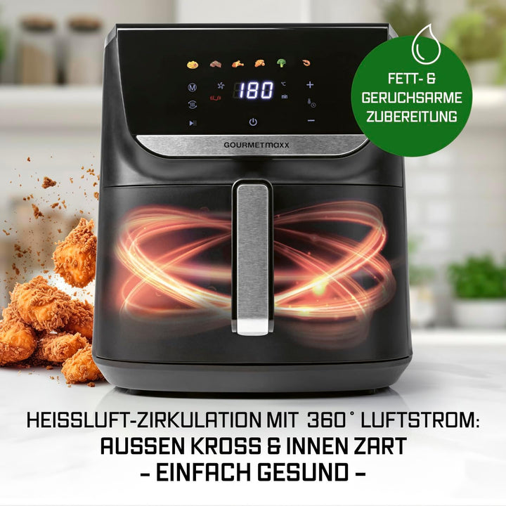 GOURMETmaxx AirGenius Heissluftfritteuse - 7,5 L Airfryer | Fritteuse mit &amp; 7 Programmen | Minibacko