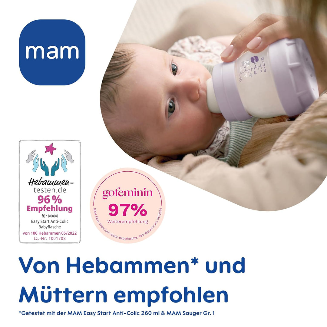 MAM Easy Start Anti-Colic Starter Set, mitwachsende Baby Erstausstattung mit Schnuller, Flaschen & G