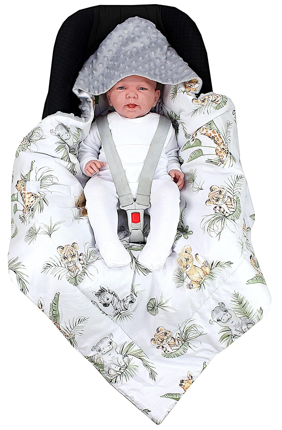TupTam Baby Winter Einschlagdecke Babydecke 75x75cm für Autositz Babyschale Wattiert Minky Baumwolle