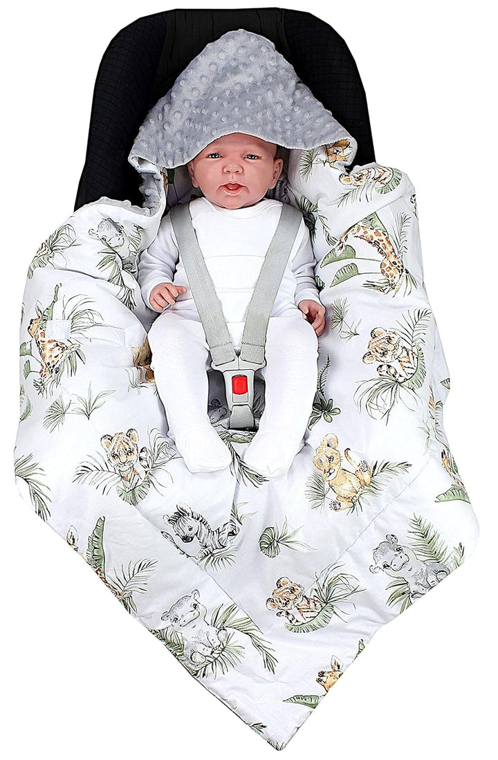 TupTam Baby Winter Einschlagdecke Babydecke 75x75cm für Autositz Babyschale Wattiert Minky Baumwolle