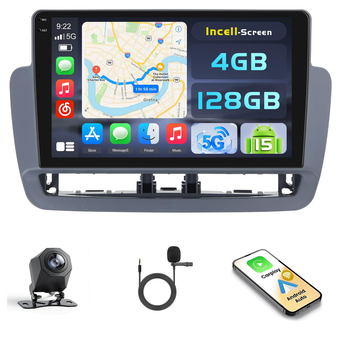 Hikity Android 15 4+128G Autoradio für Seat Ibiza Typ 6J 2012-2015 mit 9 Zoll Incell Touchscreen, Au