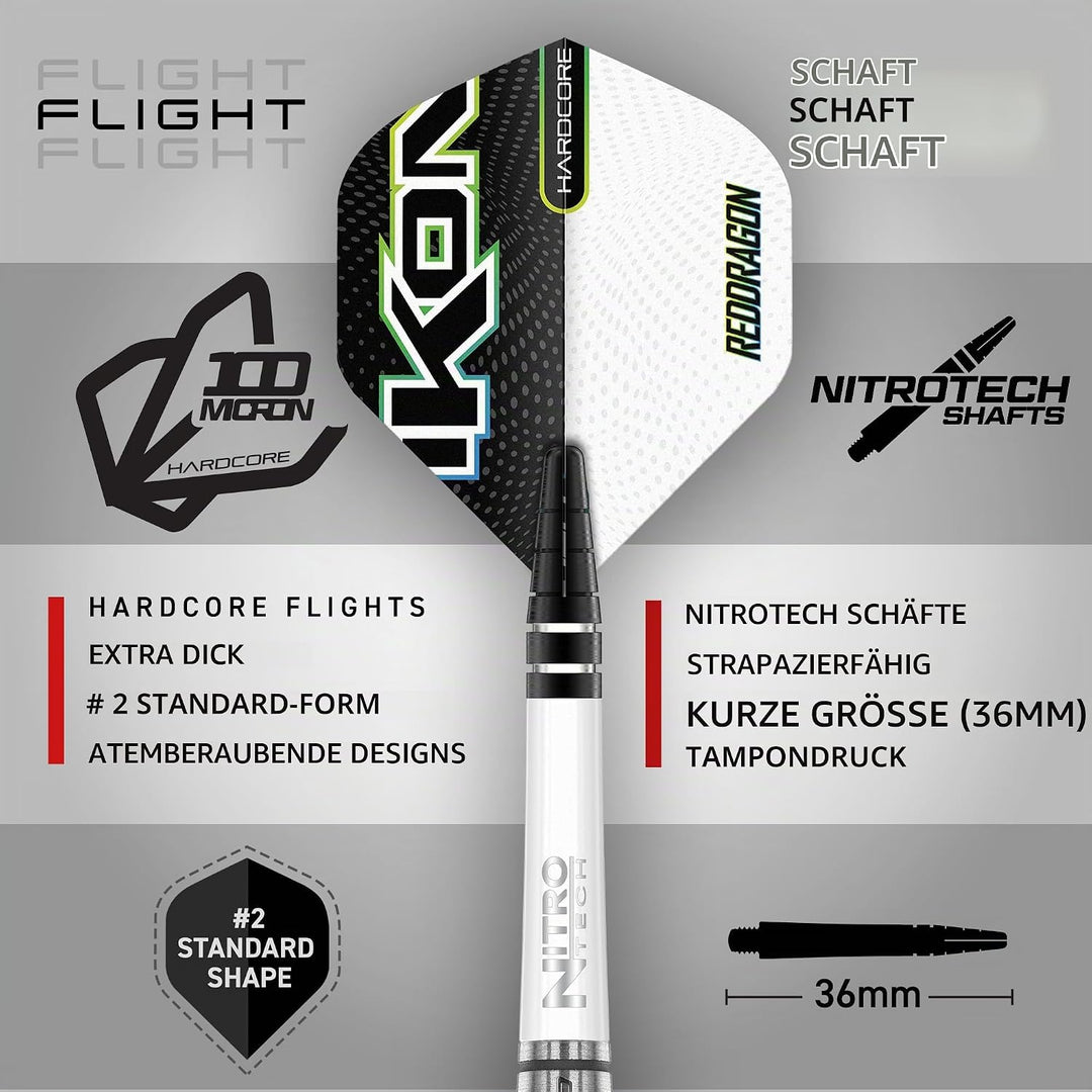 RED DRAGON Ikon Signature Series Professionelles Wolfram Softip Dart Set mit Flights und Schäften 20