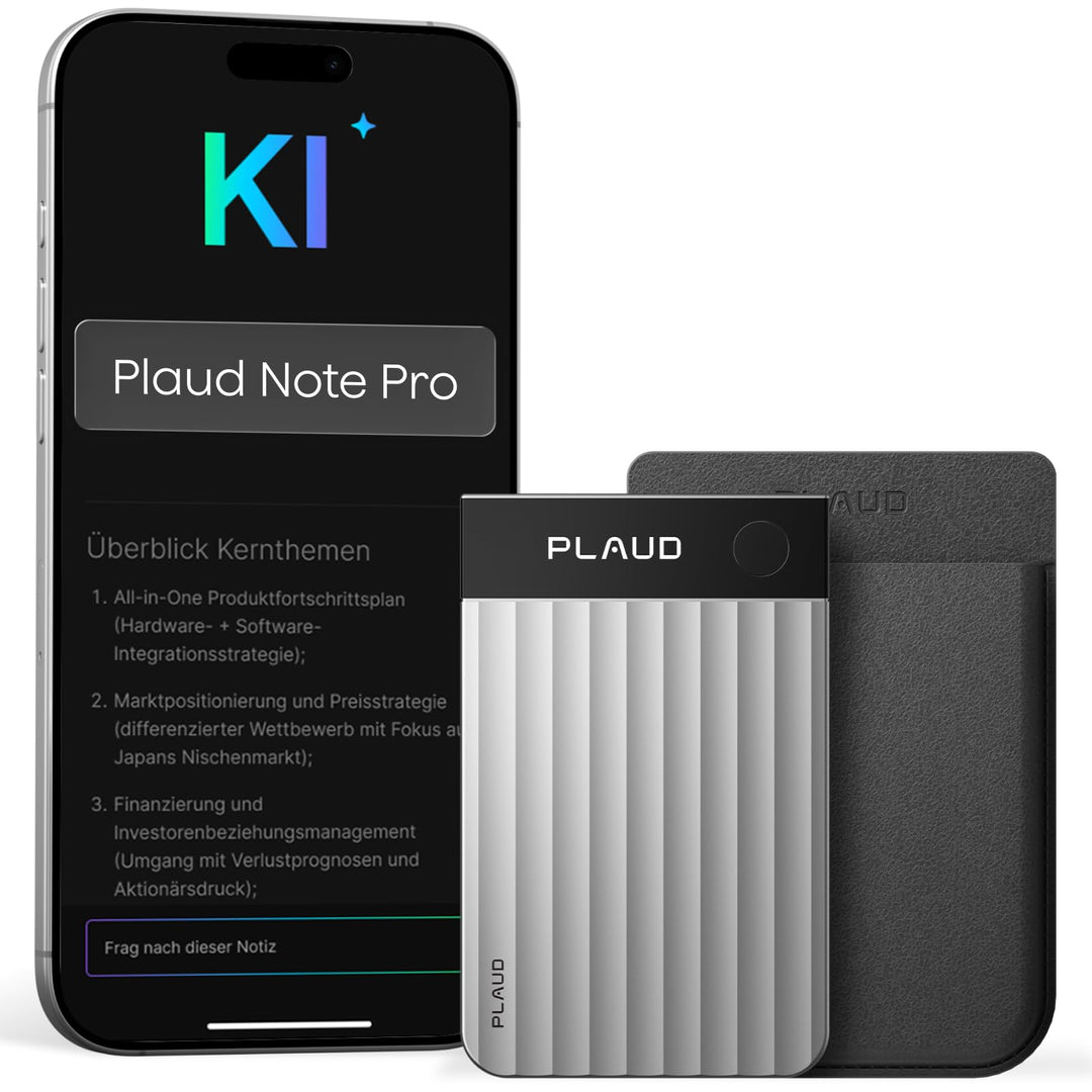 Plaud Note Pro KI Digitales Diktiergerät Aufnahmegerät mit KI Schreibfunktion und Zusammenfassen Voi