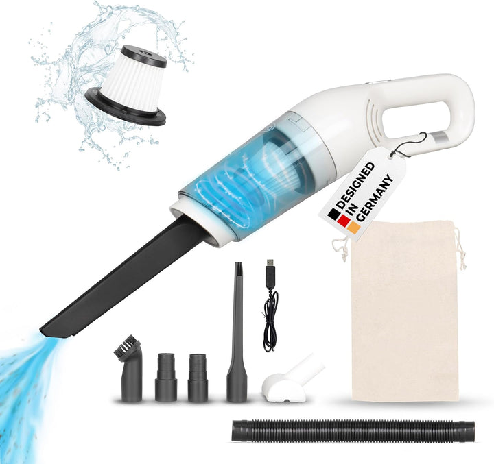 alca® Akku-Handstaubsauger 70W 7,4V 5500Pa Saugkraft, weiss | kabelloser Auto-Staubsauger mit USB-C,
